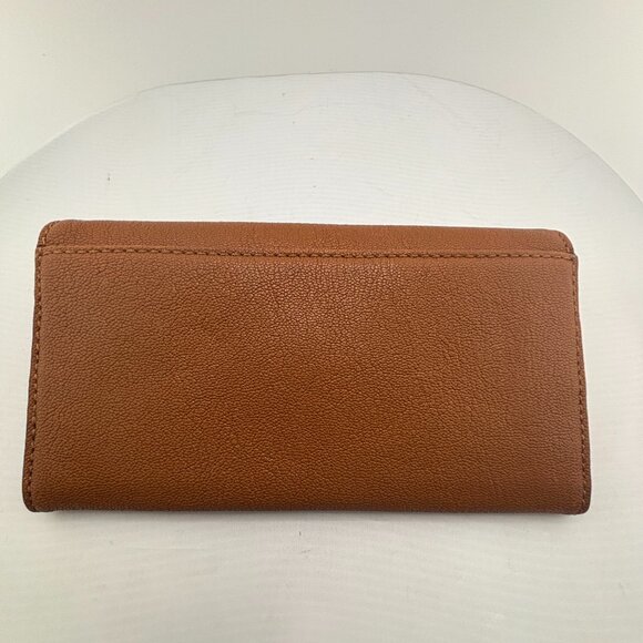 Michael Kors Fulton Hamilton Leather Flap Wallet Brown Gold Lock - Picture 7 of 10